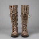 Women's Studded Lace-Up Block Heel Knee-High Boots - Image 8