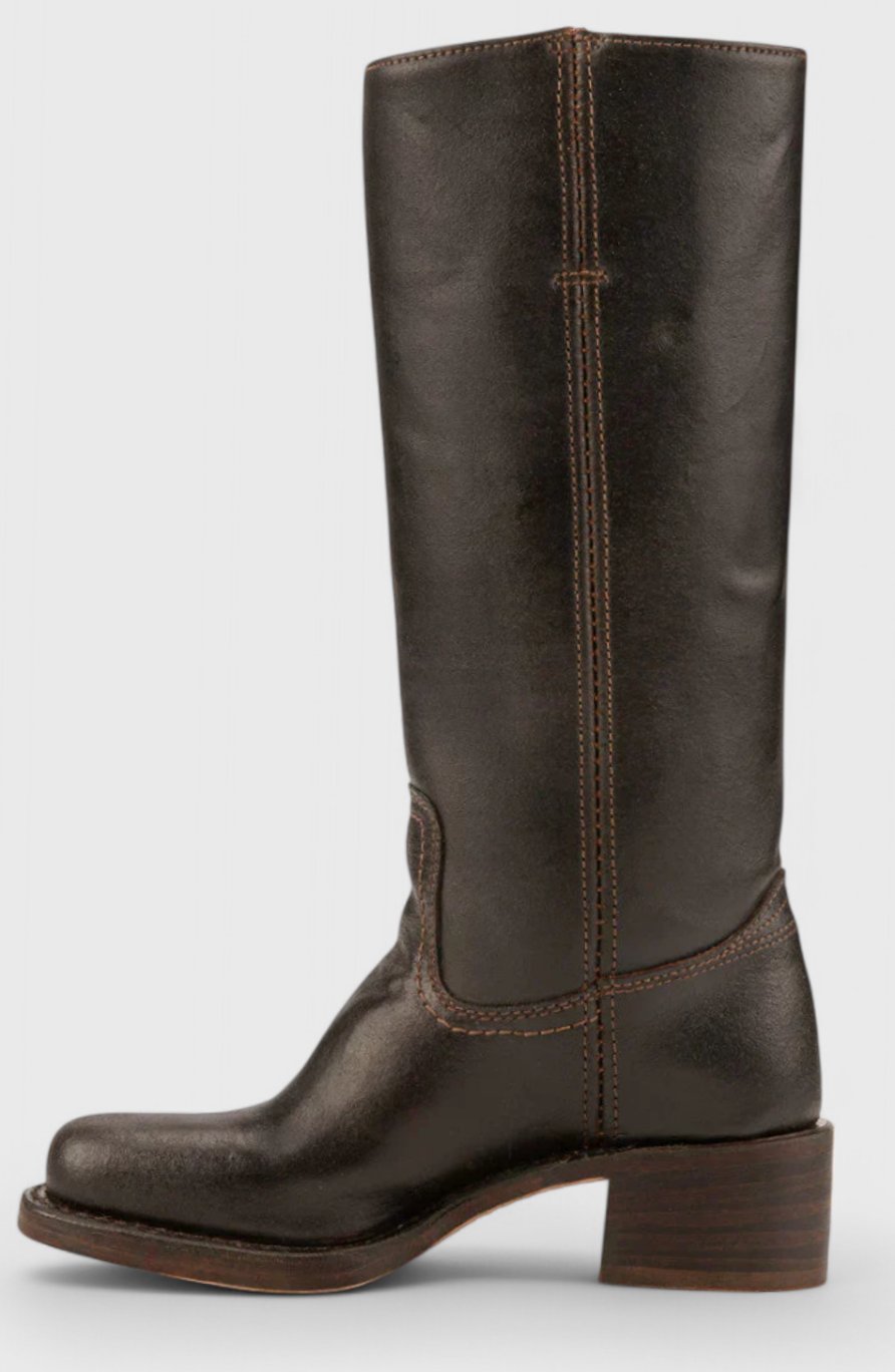 Women Genuine Leather Stacked Heel Knee High Boots - Image 18