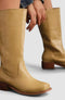 Bottes pour femmes en cuir véritable à talon compensé, hauteur genou