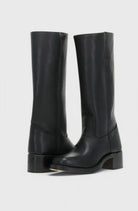 Women Genuine Leather Stacked Heel Knee High Boots - Image 4