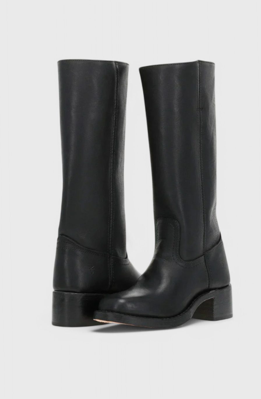 Women Genuine Leather Stacked Heel Knee High Boots - Image 4