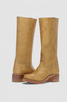 Women Genuine Leather Stacked Heel Knee High Boots - Image 5
