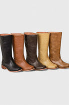 Women Genuine Leather Stacked Heel Knee High Boots - Image 8