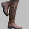 Botas ortopédicas de cano alto para senhora, em pele, com fivela e cano largo
