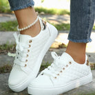 Women's Quilted Orthopedic Lace-Up Platform Sneakers - Image 3
