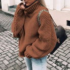 Women Oversized Chunky Knit Turtleneck Sweater Ribbed Pullover - Image 11