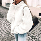 Women Oversized Chunky Knit Turtleneck Sweater Ribbed Pullover - Image 2