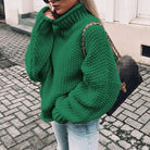 Women Oversized Chunky Knit Turtleneck Sweater Ribbed Pullover - Image 5