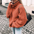 Women Oversized Chunky Knit Turtleneck Sweater Ribbed Pullover - Image 6