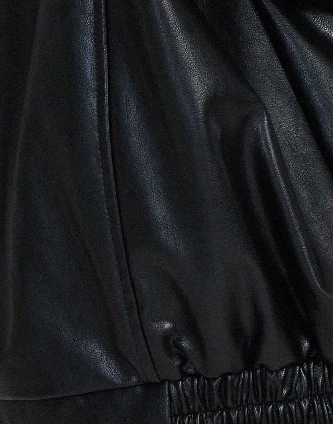 Women's Oversized Faux Leather Bomber Jacket Zip-Up - Image 9