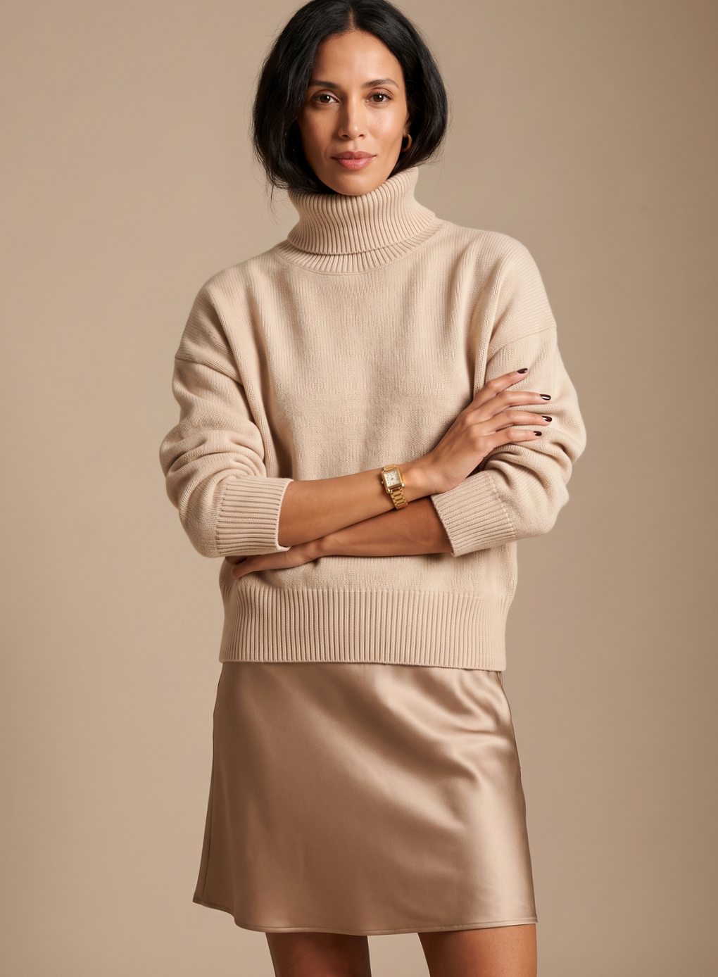 Women Oversized Knit Turtleneck Pullover Sweater - Image 2