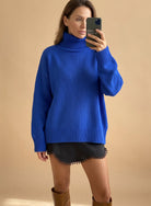 Women Oversized Knit Turtleneck Pullover Sweater - Image 3