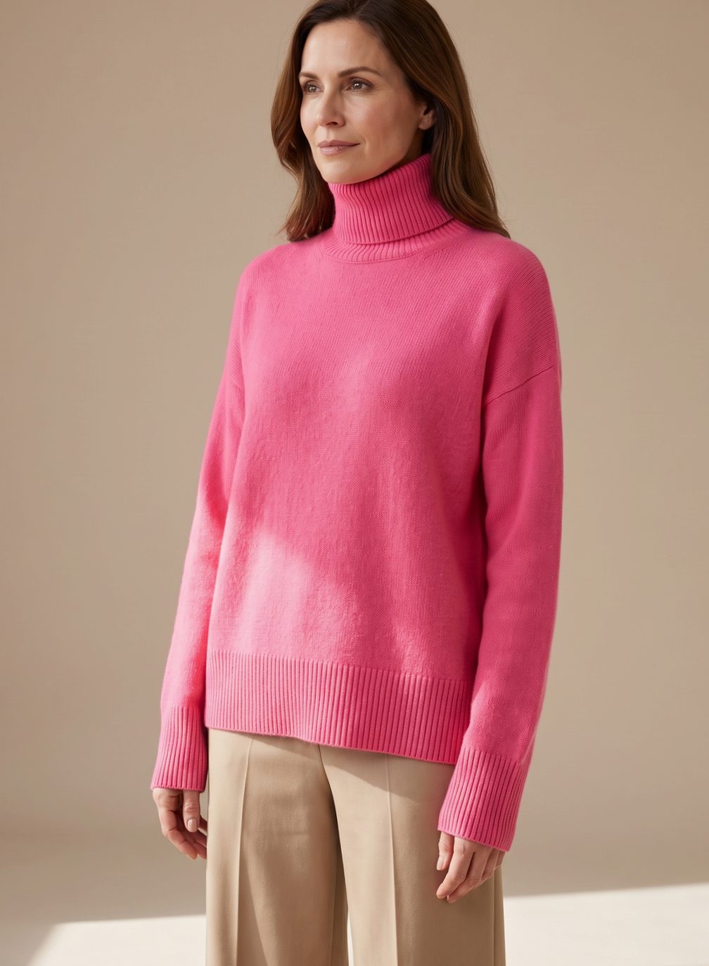 Women Oversized Knit Turtleneck Pullover Sweater - Image 5