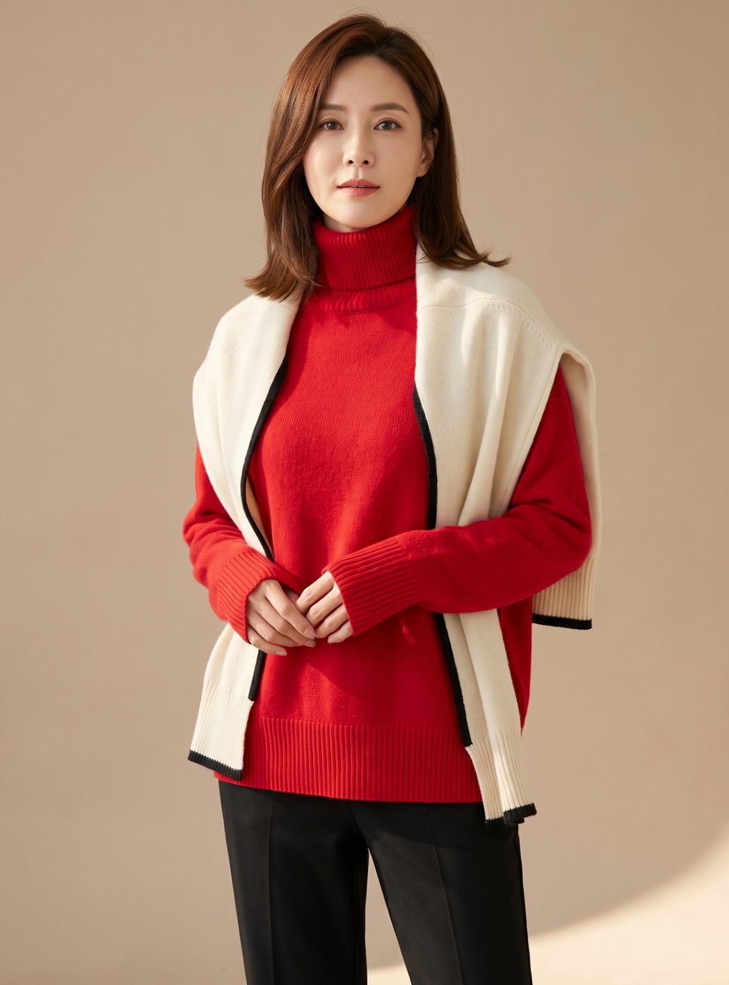 Women Oversized Knit Turtleneck Pullover Sweater