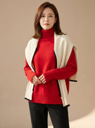 Women Oversized Knit Turtleneck Pullover Sweater