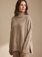 Women 2 Piece Knit Lounge Set Oversized Turtleneck Wide Leg - Image 3
