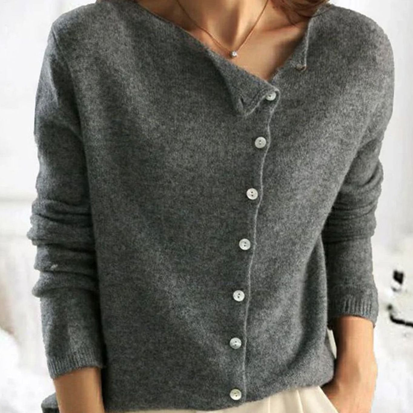 Women's Relaxed Fit Button Front Knit Cardigan Sweater - Image 2