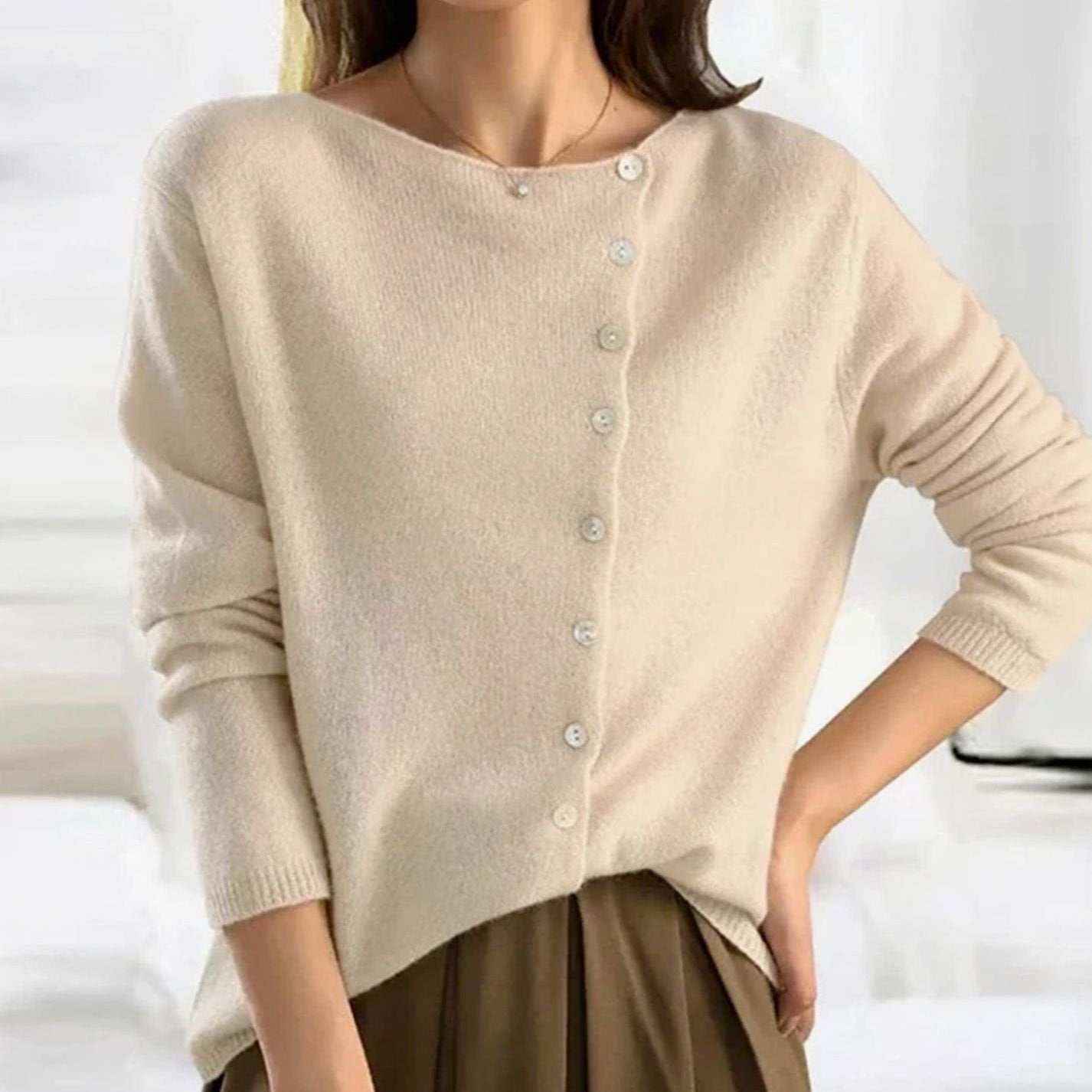 Women's Relaxed Fit Button Front Knit Cardigan Sweater - Image 3