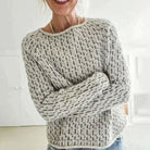 Women's Relaxed Fit Chunky Knit Crew Neck Pullover Sweater