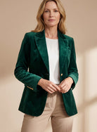 Women Velvet Gold-Button Slim Fit Blazer - Image 6