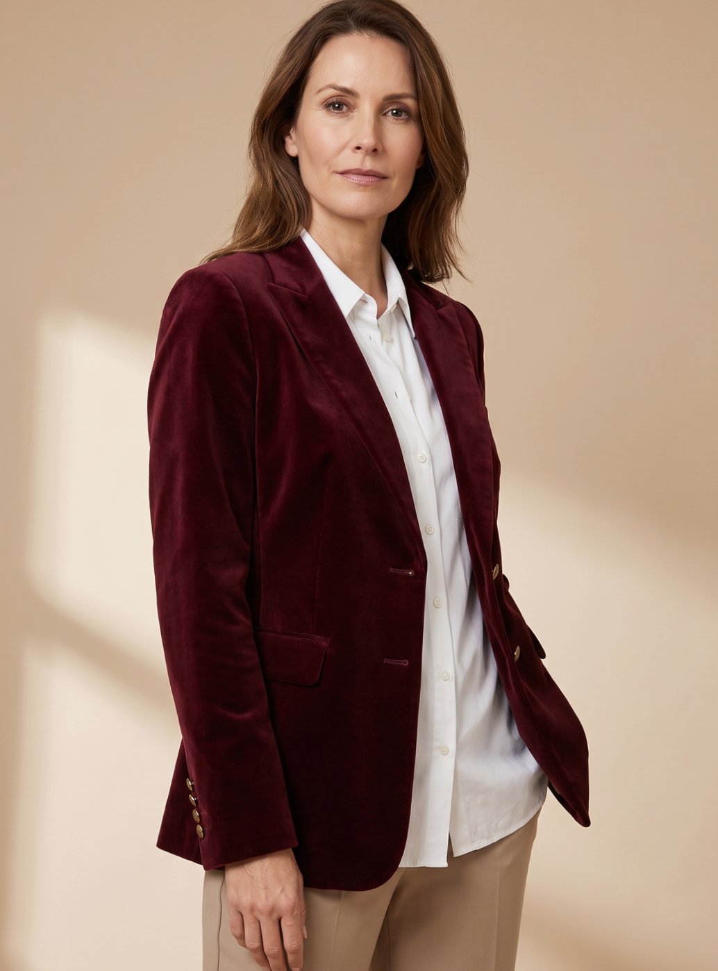 Women Velvet Gold-Button Slim Fit Blazer - Image 7