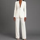 Women Tailored Single Button Blazer Wide Leg Pant Suit Set