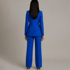 Women Tailored Single Button Blazer Wide Leg Pant Suit Set - Image 12