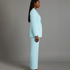 Women Tailored Single Button Blazer Wide Leg Pant Suit Set - Image 14