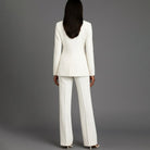 Women Tailored Single Button Blazer Wide Leg Pant Suit Set - Image 2