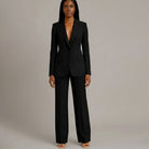 Women Tailored Single Button Blazer Wide Leg Pant Suit Set - Image 4
