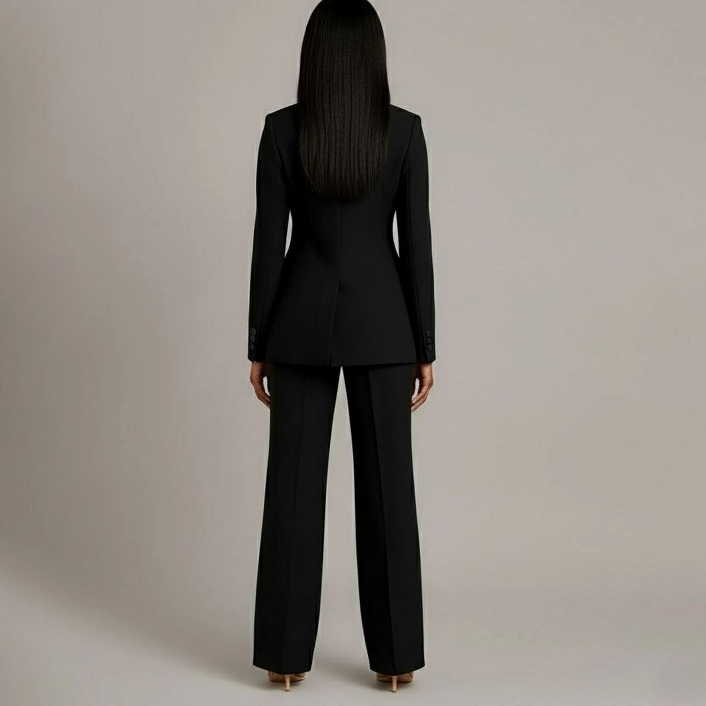 Women Tailored Single Button Blazer Wide Leg Pant Suit Set - Image 6