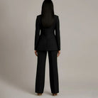 Women Tailored Single Button Blazer Wide Leg Pant Suit Set - Image 6