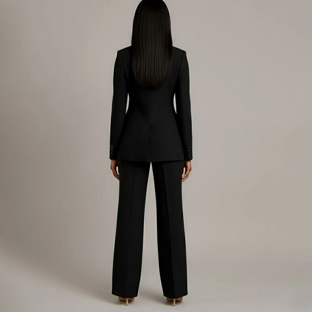 Women Tailored Single Button Blazer Wide Leg Pant Suit Set - Image 6