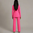Women Tailored Single Button Blazer Wide Leg Pant Suit Set - Image 9