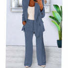 Women Tailored Two-Piece Blazer Wide-Leg Pants Suit Set - Image 3