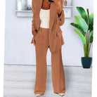 Women Tailored Two-Piece Blazer Wide-Leg Pants Suit Set - Image 4