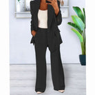 Women Tailored Two-Piece Blazer Wide-Leg Pants Suit Set - Image 5