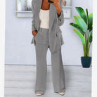 Women Tailored Two-Piece Blazer Wide-Leg Pants Suit Set - Image 6