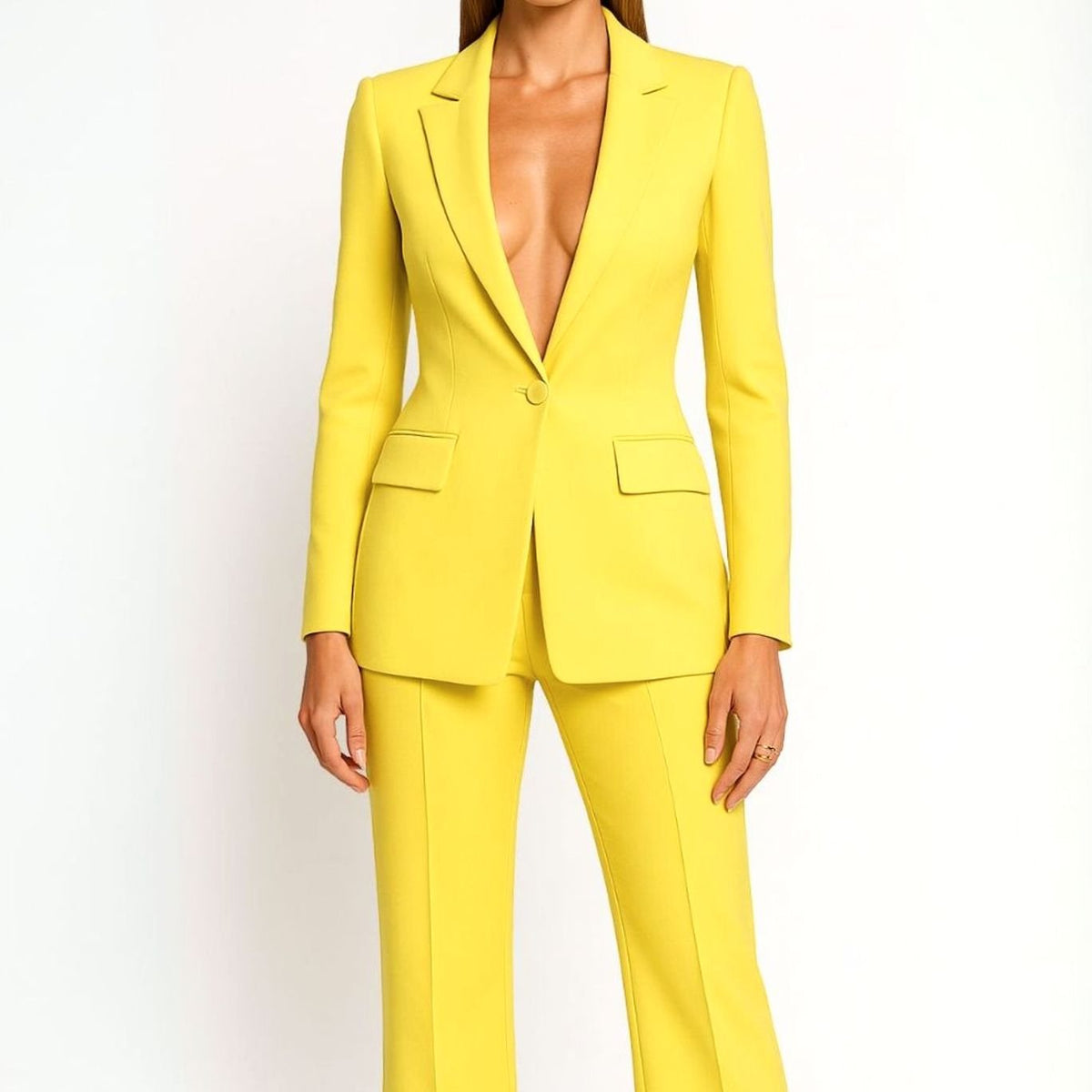 Women 2 Piece Tailored Blazer Wide-Leg Pants Suit Set - Image 5