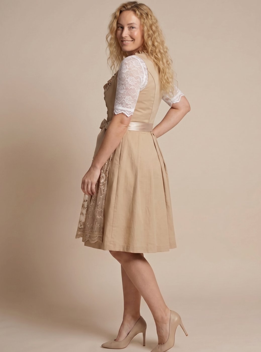 Women's Traditional Lace-Up Corset Knee-Length Dirndl - Image 2