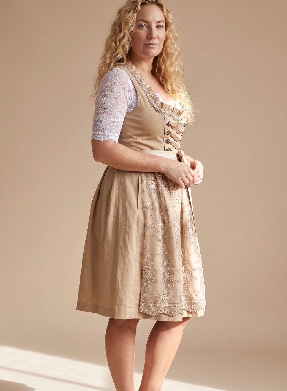 Women's Traditional Lace-Up Corset Knee-Length Dirndl - Image 5
