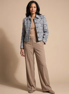 Women's Tweed Two Piece Blazer Set Wide Leg Cropped Pants - Image 2