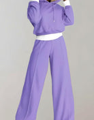 Women 2 Piece Cropped Hoodie Wide-Leg Tracksuit Set - Image 2