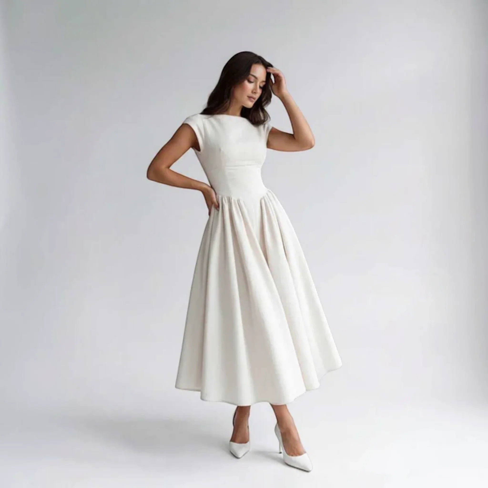 Women Sleeveless Fit and Flare Midi Dress Wedding Guest - Image 11
