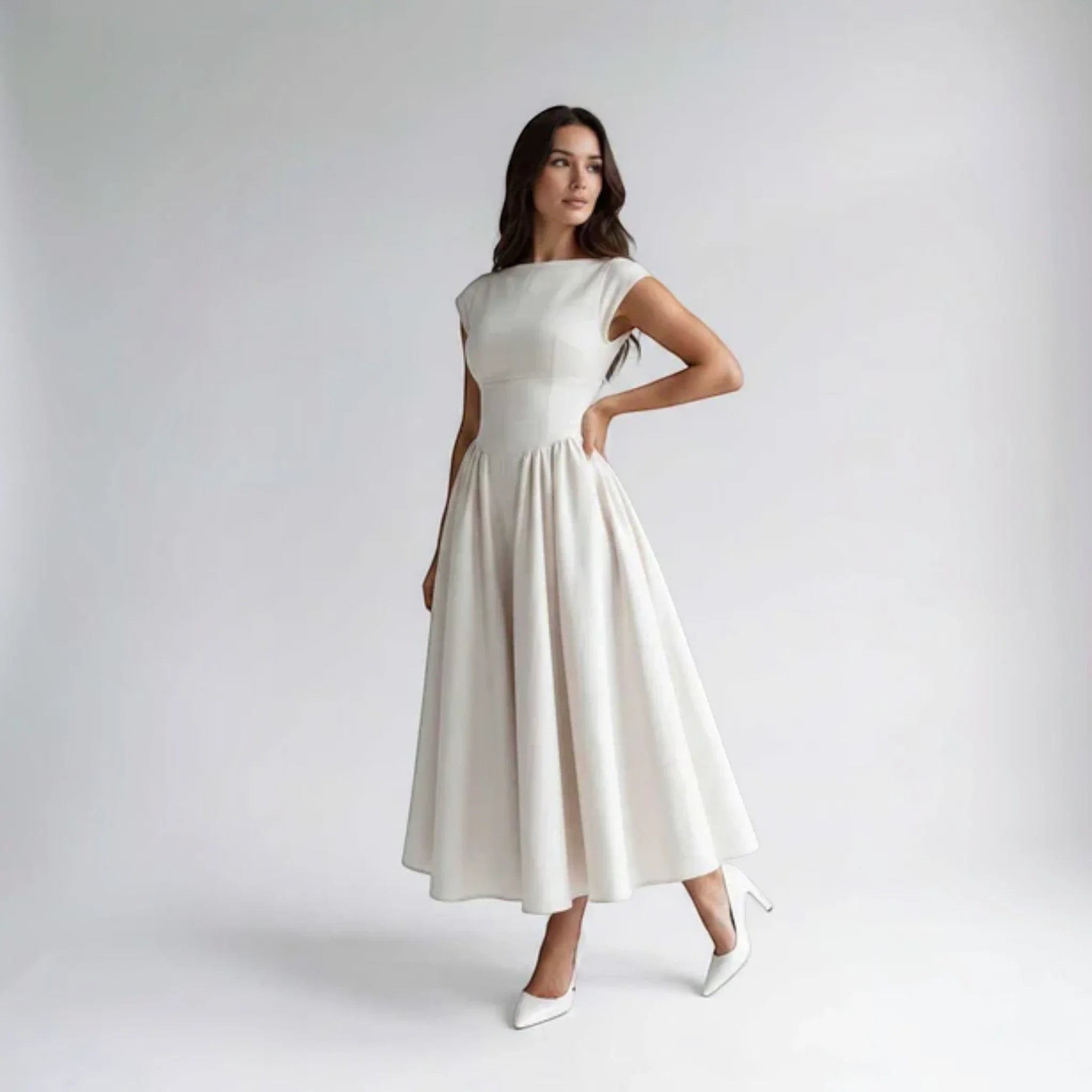 Women Sleeveless Fit and Flare Midi Dress Wedding Guest - Image 12