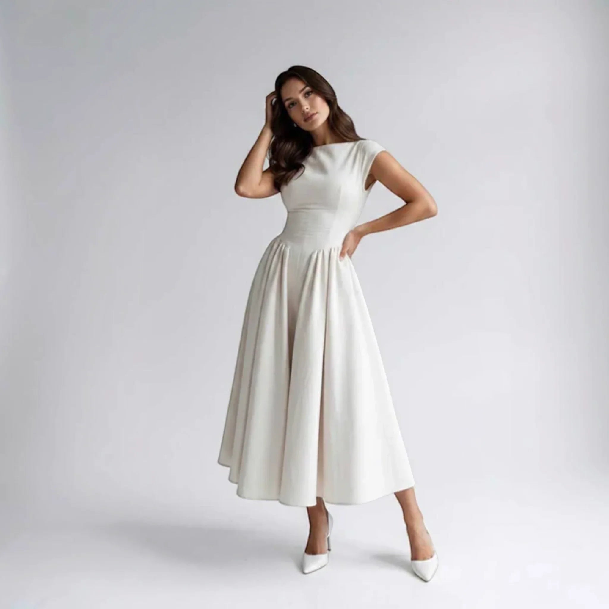 Women Sleeveless Fit and Flare Midi Dress Wedding Guest - Image 13