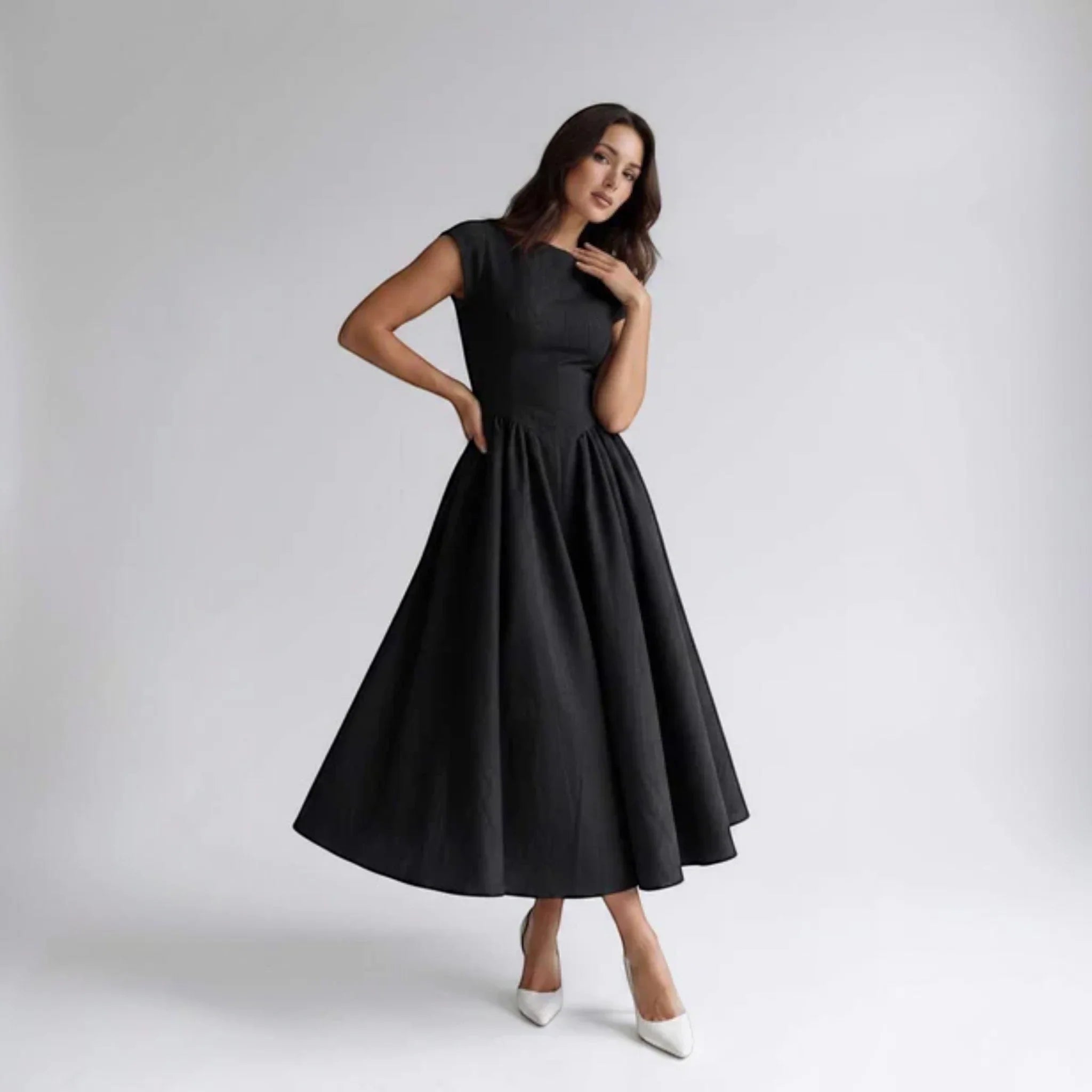 Women Sleeveless Fit and Flare Midi Dress Wedding Guest - Image 16