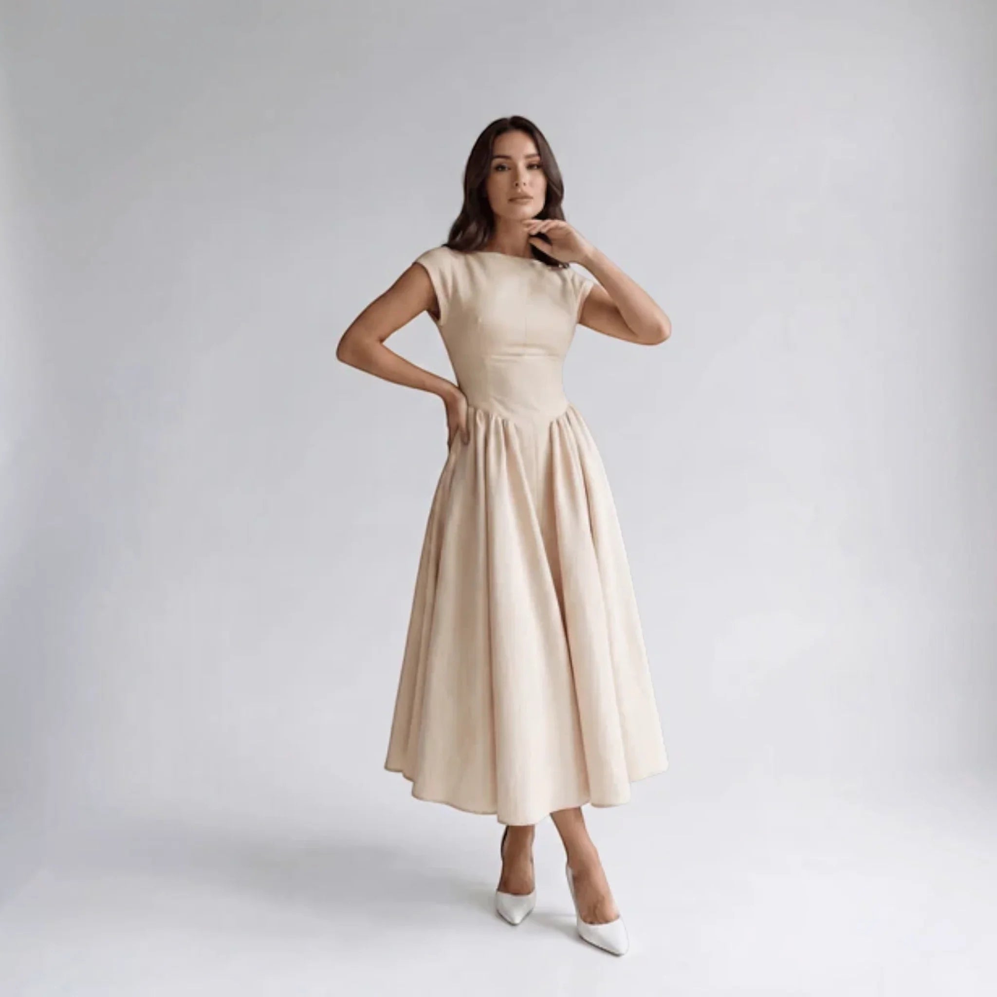Women Sleeveless Fit and Flare Midi Dress Wedding Guest - Image 3