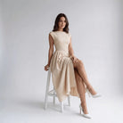 Women Sleeveless Fit and Flare Midi Dress Wedding Guest - Image 4