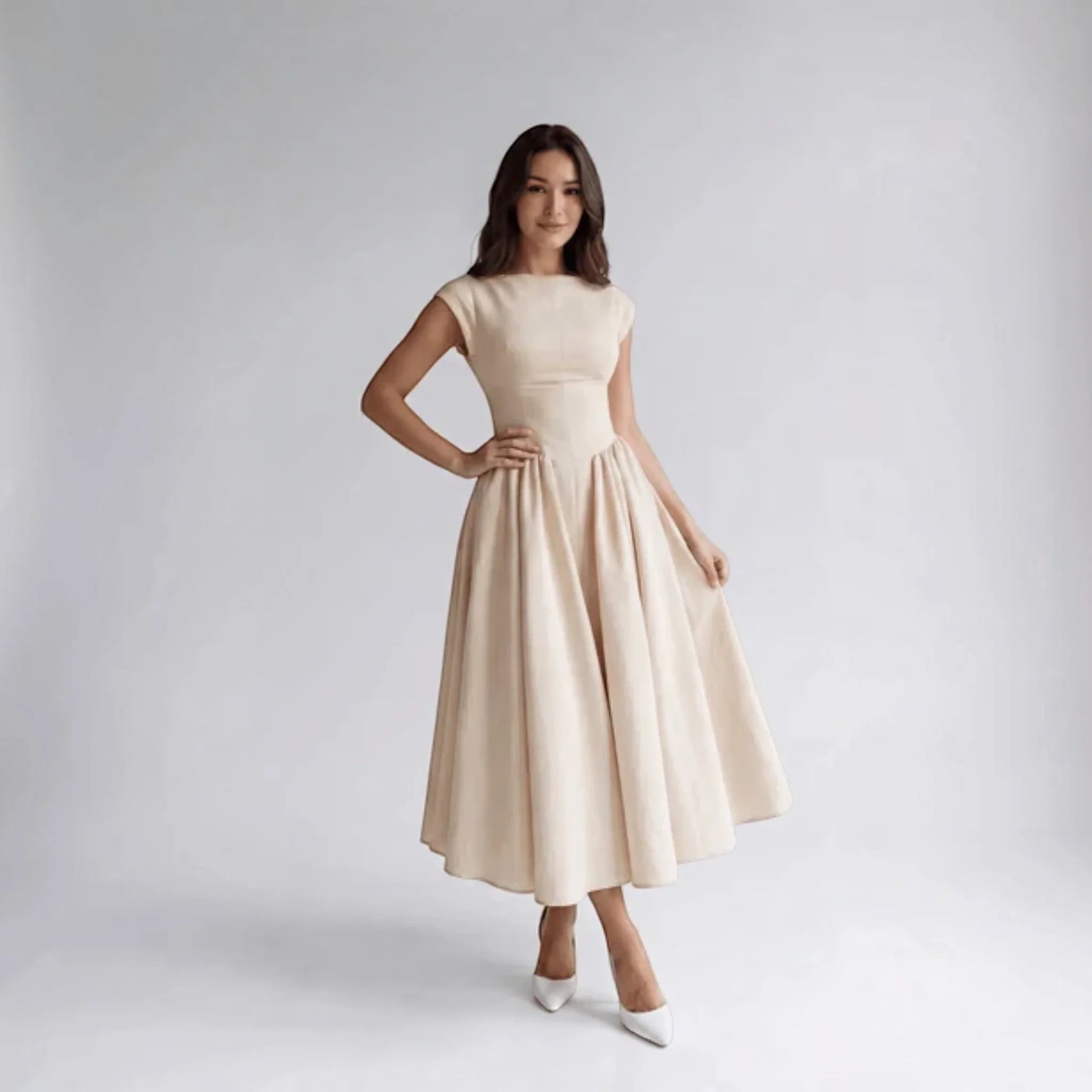 Women Sleeveless Fit and Flare Midi Dress Wedding Guest - Image 5